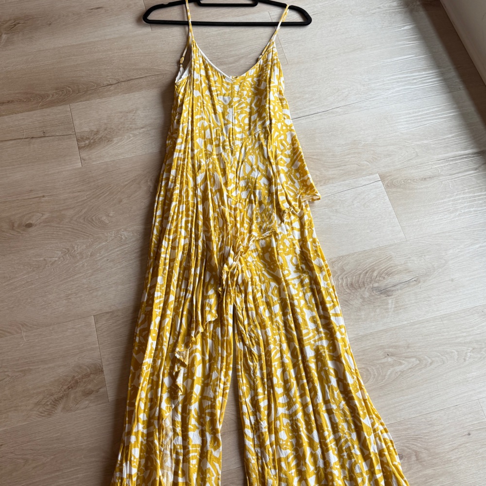 Maeve Yellow and White Patterned Jumpsuit